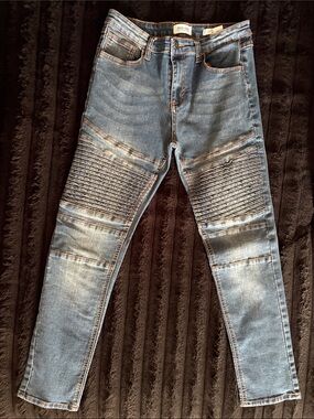 Ring of Fire Boys. Faded Blue Moto Skinny Jeans